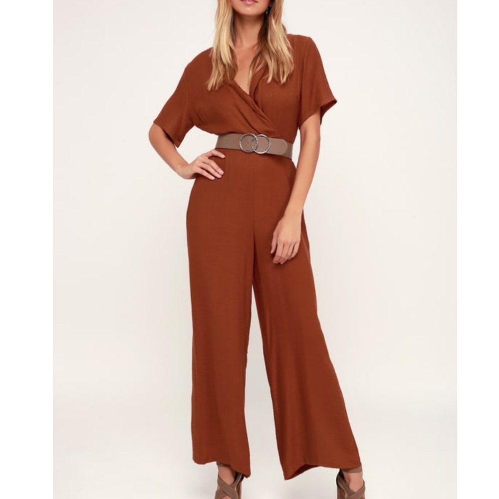 LUSH | Aryelle Rust Orange Wide Leg Jumpsuit